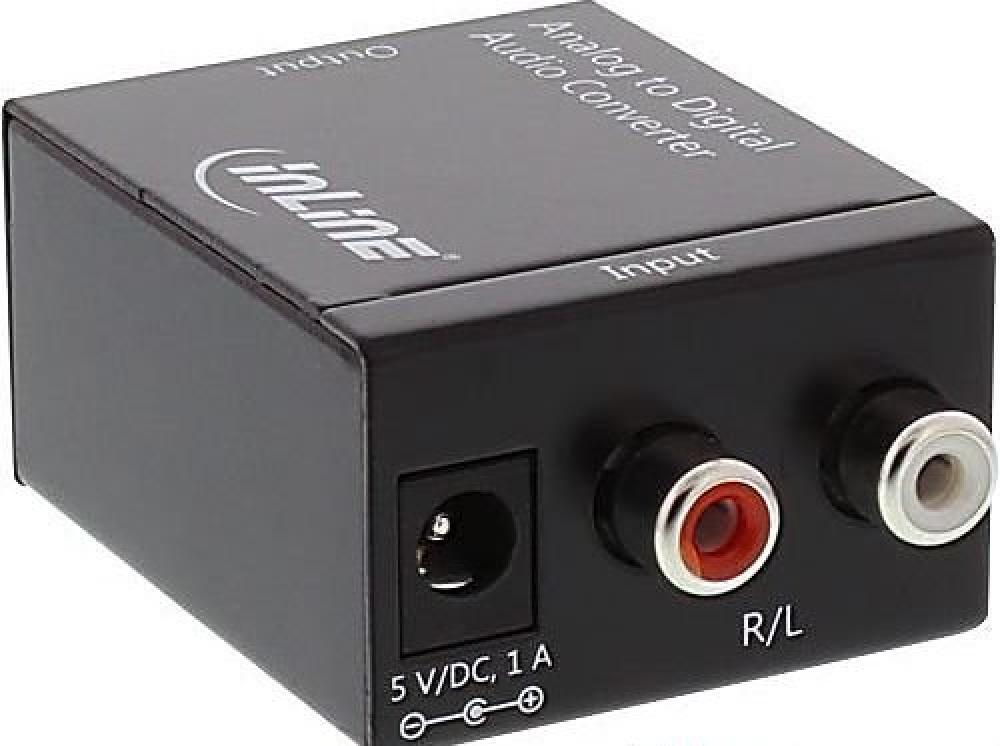 Inline Audio Konverter Analog zu Digital, Eingang 2X Cinch Stereo, Ausgang Tosli
