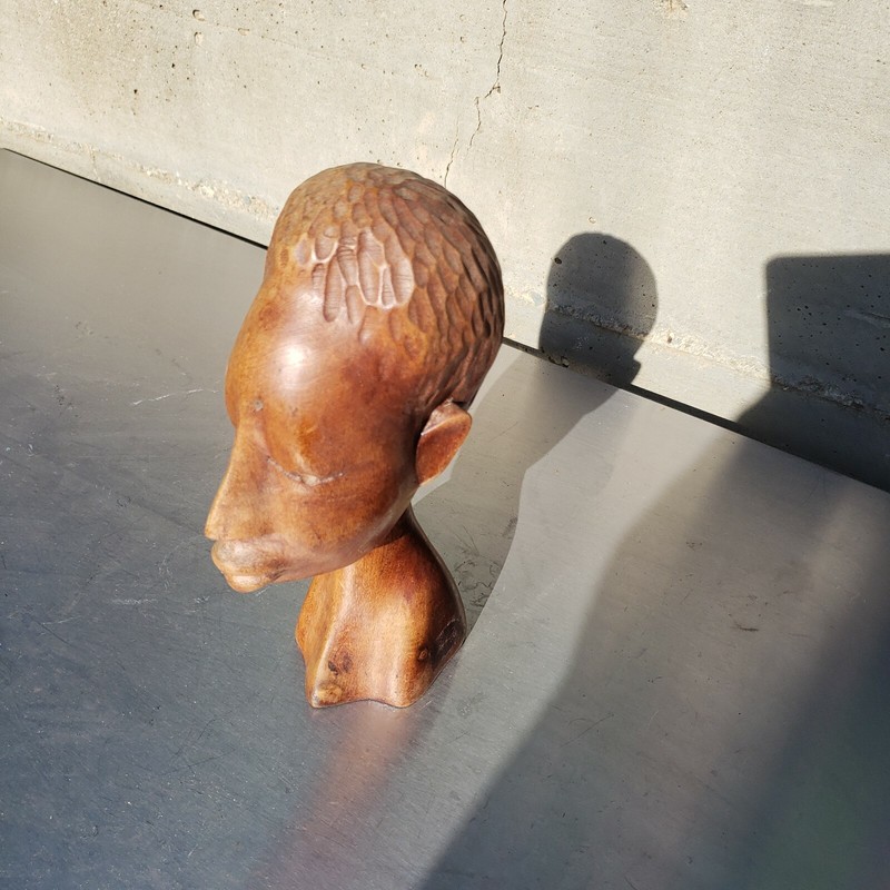 Great carved wood signed african figurine, "Paul"?