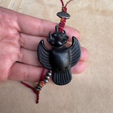 1.77" Old Chinese Tibetan Buddhism Black Thokcha Golden winged roc bird Pendants
