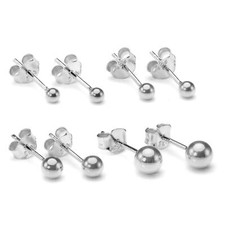 Small 925 Sterling Silver Ball Stud Earrings 2mm 3mm 4mm 5mm 6mm & Packs