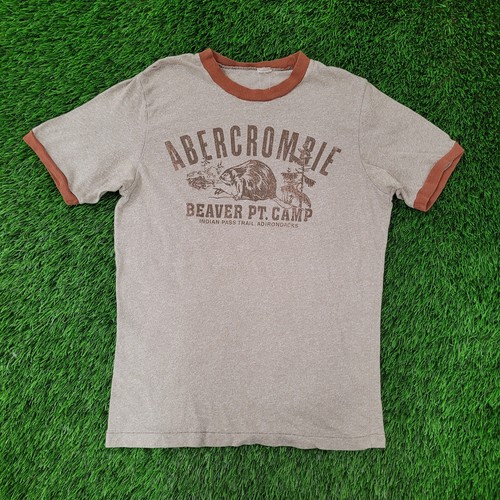 Vintage 80s Abercrombie-&-Fitch Beaver Point Shirt M 19x25 Crop