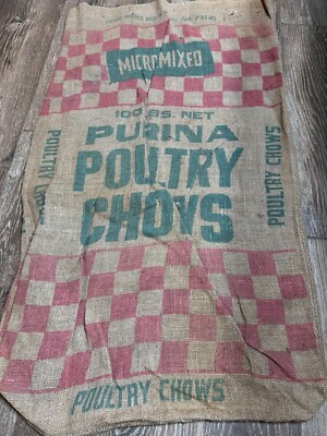 Vintage Purina Poultry Chows burlap empty sack