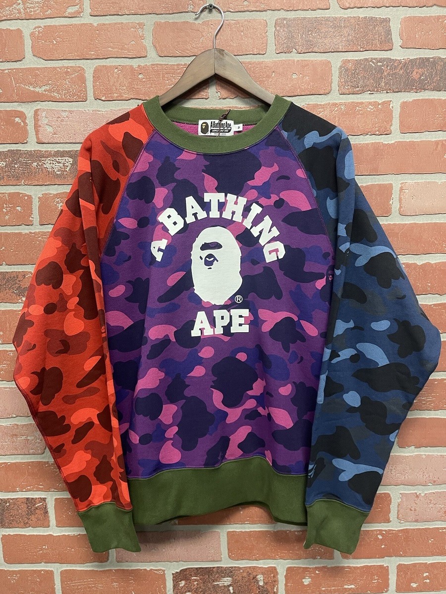 Size M - Bape Sweatshirt Crazy Camo Relaxed Fit College Crewneck