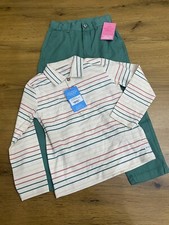 RuggedButts Boys outfit- 2-Pc Terra Cotta Striped polo/chino Pants Size 5 NWT
