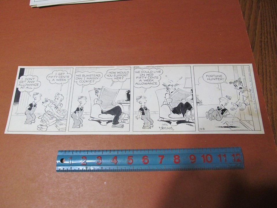 BLONDIE ORIGINAL COMIC STRIP ART, 12-31- 1955, CHIC YOUNG Comic Art