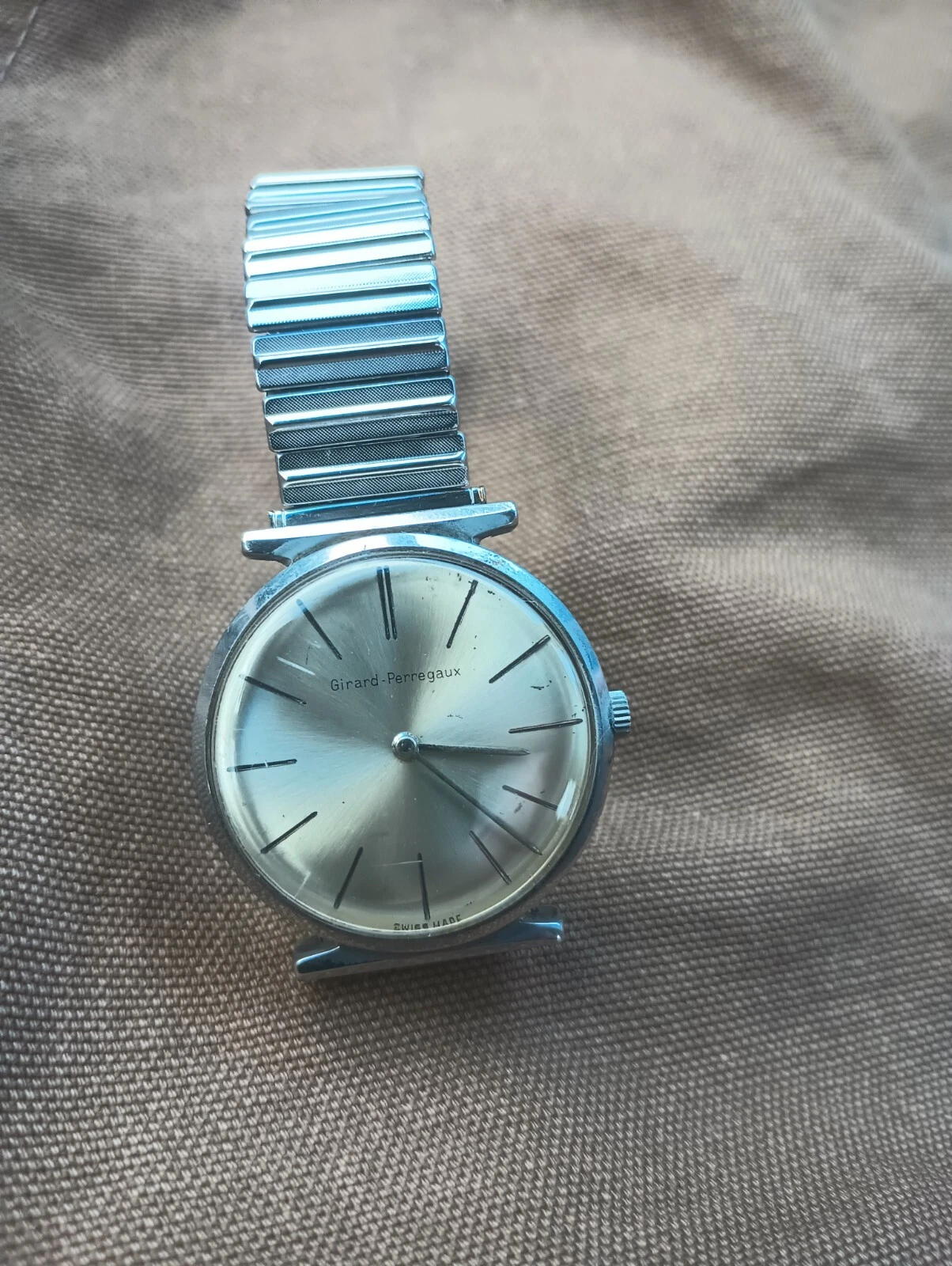 Girard Perregaux — Vintage Men's 17 J Girard Perregaux Stainless Steel Watch Good Timekeeper New...