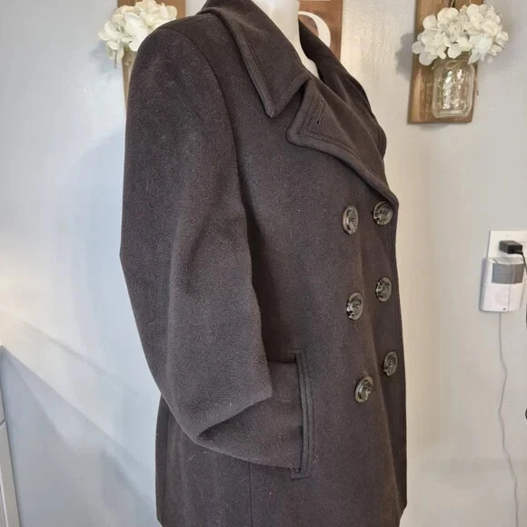 Calvin Klein Wool & Cashmere Blend Button Front Pea Coat Size 12 - Image 4 of 4