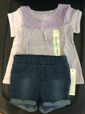 OUTFIT/SET JUMPING BEANS INFANT BABY S/S TOP & ROLL HEM SHORTS SIZE 18 MONTHS