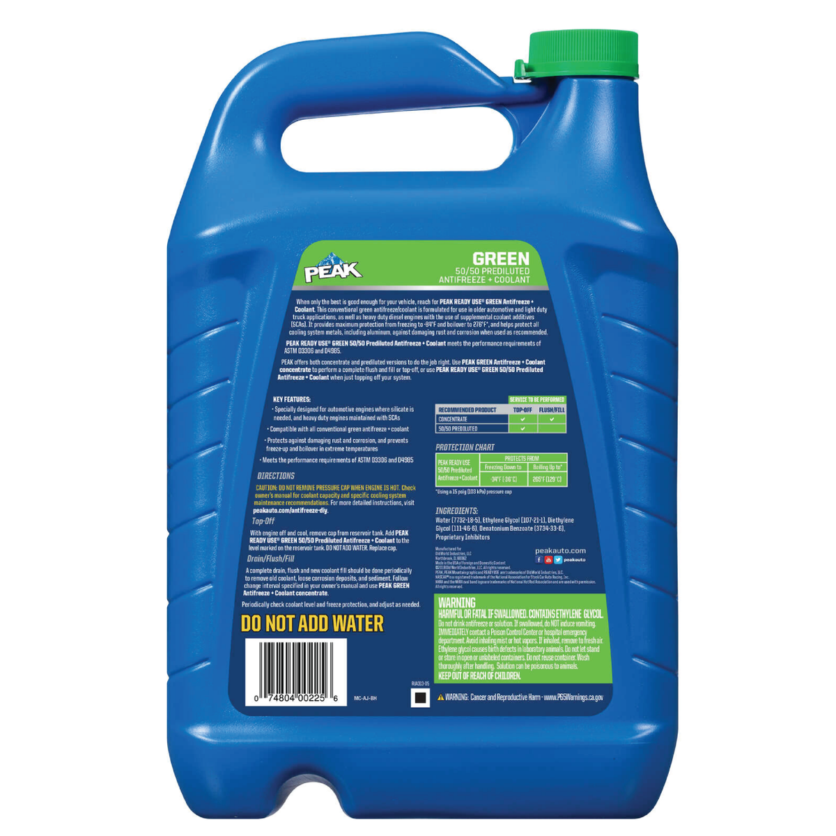 3x Bottles Peak Antifreeze + Coolant 50/50 Premix | 1 Gallon