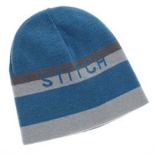 DISNEY STITCH REVERSIBLE KNIT CAP HAT BEANIE BOYS TEEN NAVY BLUE GRAY NWT