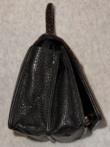 BRIGHTON Black and Brown Moc Croc Leather Crossbody Organizer Purse Clutch L@@K! - Picture 21 of 24