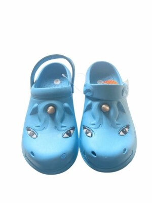 Kids Unicorn-Themed Light Blue Clogs With Adjustable Strap - MD 1/2