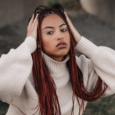 Ombre Red Micro Box Braids Lace Front Wig African American Daily Use Wigs 24Inch