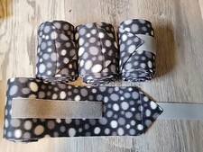 NEW set of 4 grey with white/grey polka dots polo wraps horse/pony leg wraps 