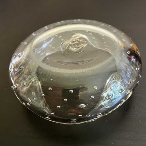 Vintage MCM Blenko Glass Ashtray Clear Glass Controlled Bubble Plants Amorphous - Picture 13 of 13