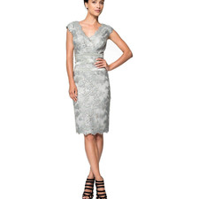 New Tadashi Shoji Womens Dress Smoke Pearl Embroidered Sequin Lace 12