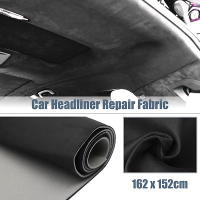 Suede Headliner Stoff 64'' Länge x 60'' Breite mit Schaumstoffrücken Schwarz