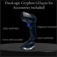 NEW  Accessories included. Datalogic Gryphon I GD4520-BKK1B Barcode Scanner