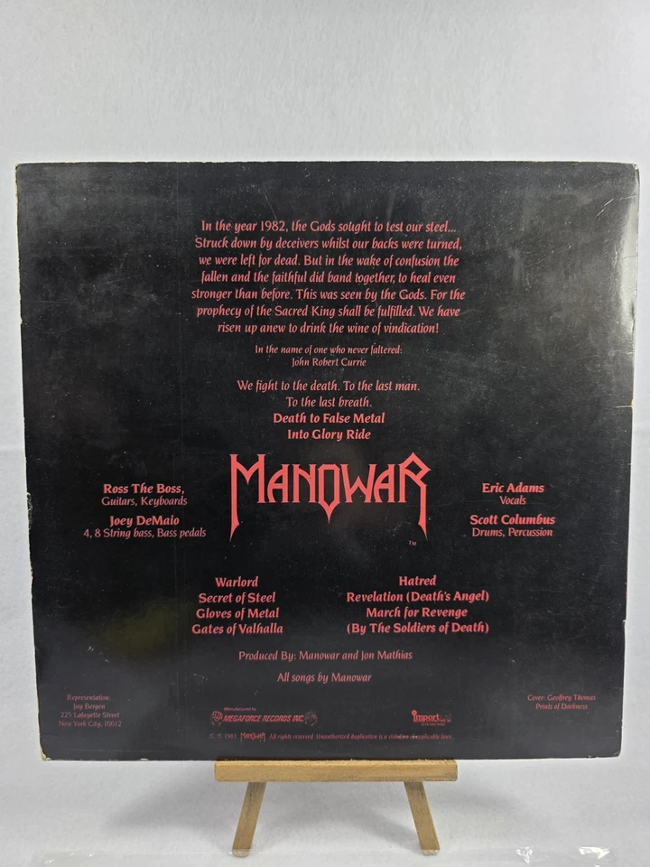 Manowar "Into Glory Ride" Vinyl LP (1983) Megaforce 1st Pressing   READ DCRPT - Image 2 of 4