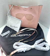 Karl Lagerfeld Paris Large Tote Bag Pink Blush/ White Reversible  Accessories