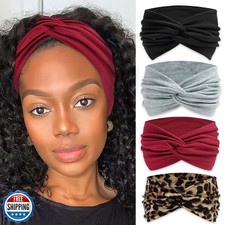 STGDAK 4 Pack Wide Headbands for Women Cute Boho Headband Leopard Knotted Tur...