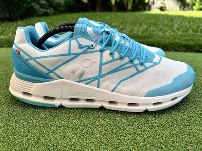 On Cloudnova Z5 Men s Road Running Shoes Size 11 White Cyan Blue Lace Up