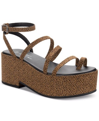 Wild Pair Dottye Open Toe Platform Sandals Leopard Micro Women's Size 10 M