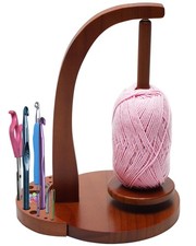 Crochet Yarn Holder, Upgraded Magnetic Wooden Yarn Stand with Organizer Base,...