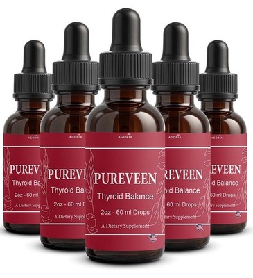 (5 Pack) Pureveen Thyroid Balance Drops, Pure Veen Advanced Formula