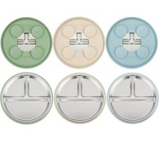 Platos de acero inoxidable para ni os peque os con ventosa de silicona, 3 platos