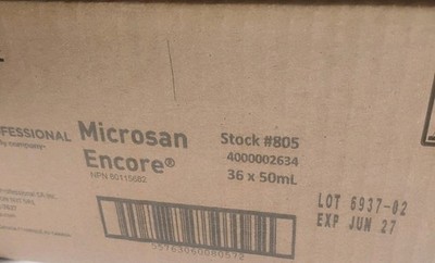 SC Johnson Microsan Encore #805Hand Sanitizer Case 36x50ml New