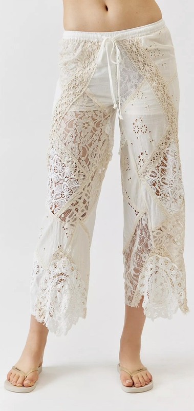 Kimchi Blue Heather Embroidered Lace Pull-On Pant Urban Outfitters XS NWT