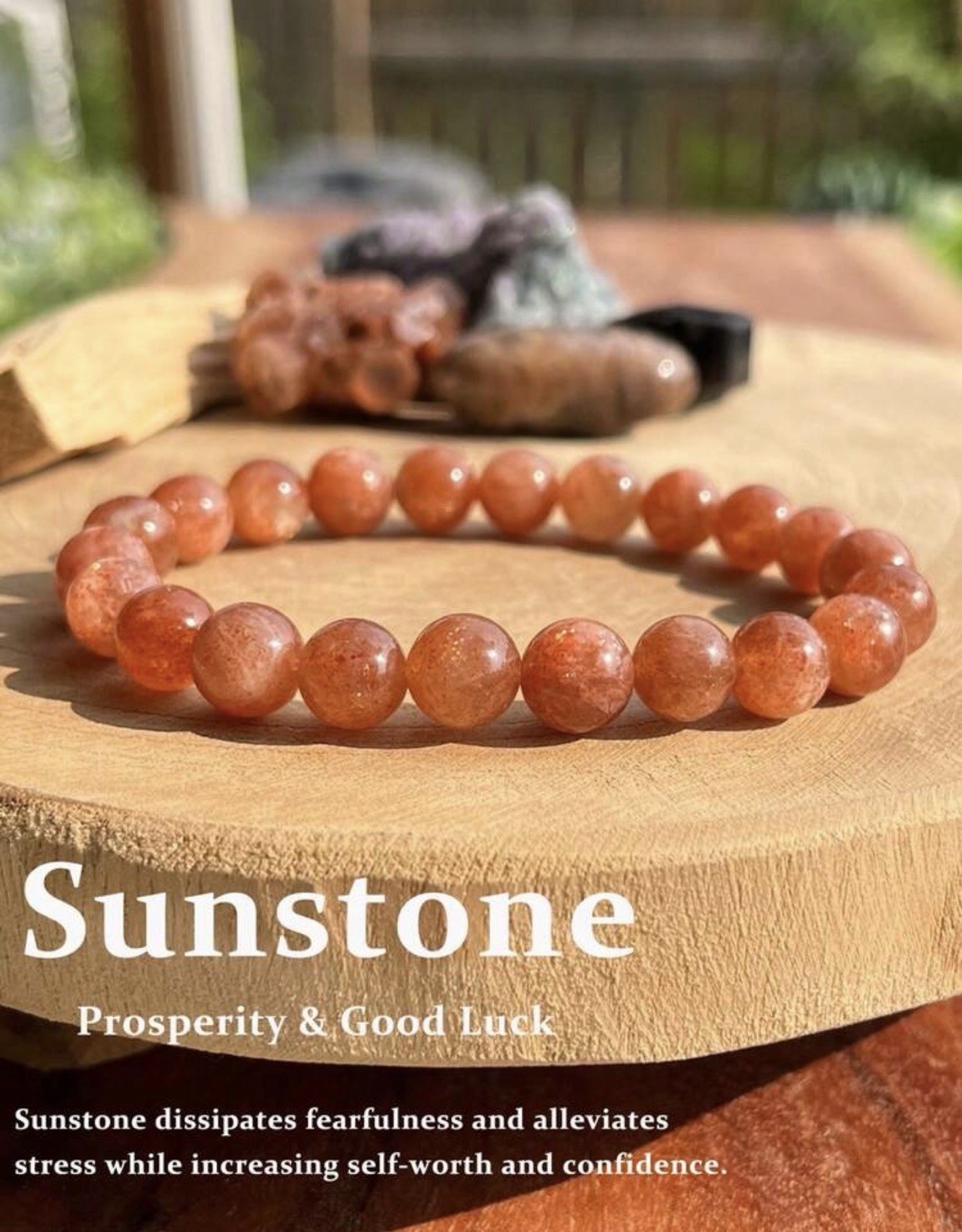 Bracelet en pierre de soleil orange et pierres naturelles véritables