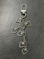 Silver Tone Metal Heart Charm Key Chain Key Ring Dangle Lobster Clasp Women