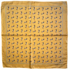 Polo Ralph Lauren Silk Pocket Square Yellow Golf Handmade in Italy 18.5"