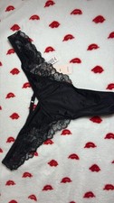 Victoria's Secret Black Lace High Leg Thong Panties Size M NWT