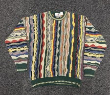 Vintage 90s Florence Tricot 3D Textured Coogi Style Multicolor Sweater Medium