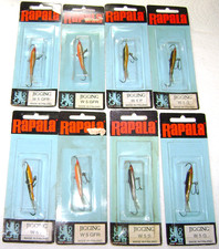 8 RAPALA JIGGING RAP LURES SIZE W5 VINTAGE FINLAND GFR PERCH GOLD SILVER ICE JIG