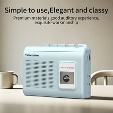 Portable Cassette Player Tape Recorder Walkman with Built-In Speaker Microphone