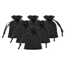 6Pcs 3.5" x 3"  Satin Gift Bag with Drawstring,Black