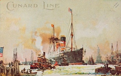 CUNARD LINE Ankunft in New York City Schiff Postkarte #2 (Transatlantic Research)