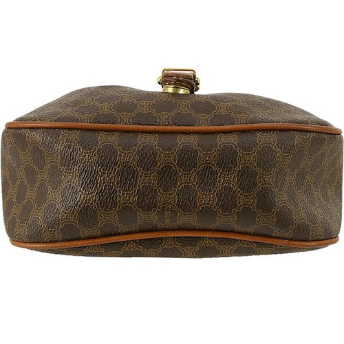 Celine Crossbody Shoulder Bag Macadam PVC Coated Canvas Leather Brown Magnetic - 第 5/21 張圖片
