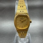 Seiko Watch Women 17mm Champagne Dial Gold Tone Rectangle 7321-5399 New Battery