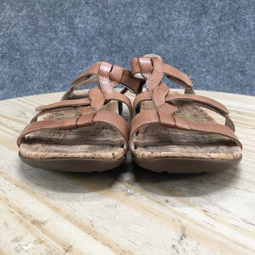 Abeo Sandals Womens 7.5 Narrow Bea Braided T-Strap Brown Leather Comfort Flats - Picture 7 of 16