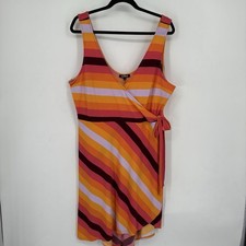 Express XL Colorful Bright Rainbow Striped Fitted Dress Sleeveless Summer