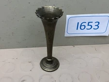 Vintage Small Etched Brass Bud Vase  Ornate