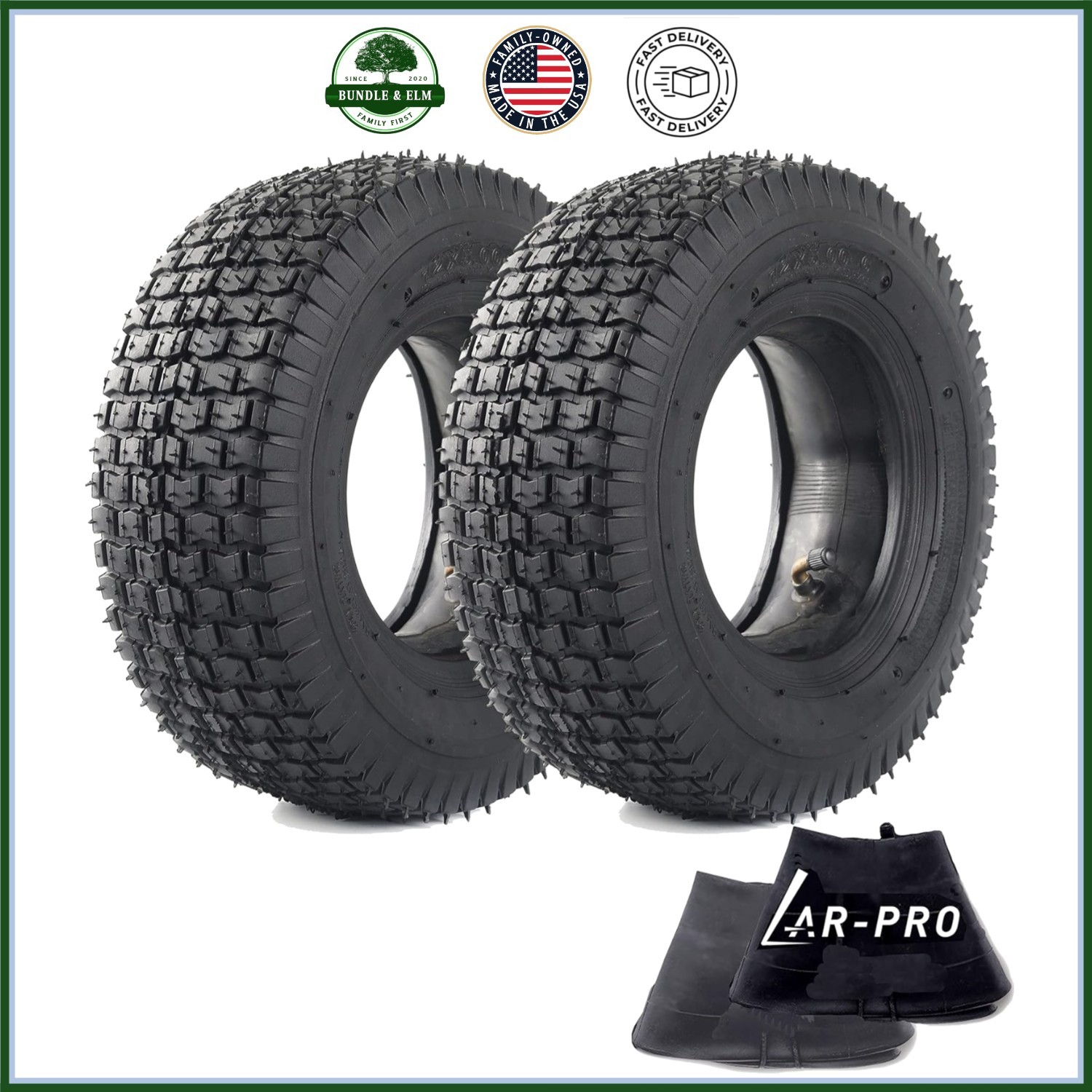 Replacement 12x5.00-6 Tires with Bent Valve Stems for Mini B