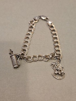 VINTAGE 925 STERLING SILVER CHARM BRACELET 7.5'' 15.5g