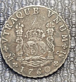 1760 Mexico 8 Reales Silver Pillar Dollar Coin Spanish Colonial Charles III...