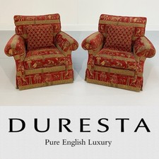 RRP £5200-Very Rare Pair Of Identical Handmade Duresta Lounge/Library Armchairs
